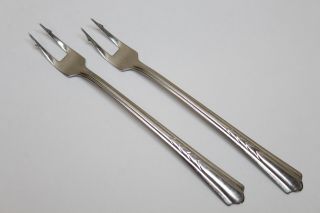 2 Vintage Ekco Eks7 Stainless Steel Flatware Pickle/olive Forks
