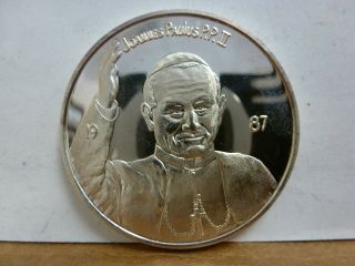 Vintage 1987 Pope John Paul Ii San Antonio Texas 1oz.  999 Fine Silver Rd 0516