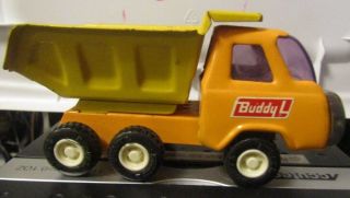 Vintage Buddy L Dump Truck Orange & Yellow Pressed Steel Made In Japan Toy 1960s