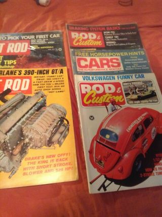 5 Vintage Car Magazines - Hot Rod & Rod And Custom - 1966/1973