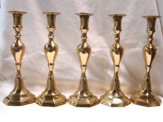 5 Vintage 12 " Brass Candle Holders / Candlesticks