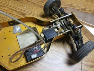 Vintage rc car buggy parts repair aluminum chassis / body / controler 4