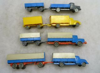 Vintage 1950s Hard Plastic Wiking Toy Trucks Trailers.  1:87 Scale Krupp Titan