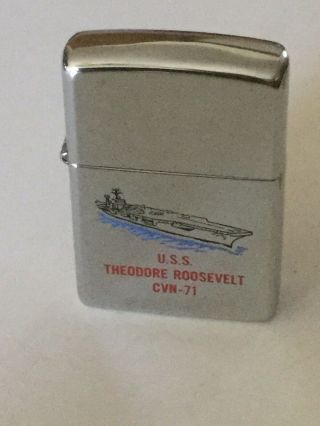 Vintage Zippo Lighter Of The Uss Theodore Roosevelt Cvn 71 Us Navy Ship