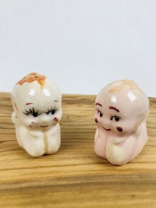 Adorable Vintage Kewpie Doll Baby Ceramic Salt And Pepper Shakers Japan