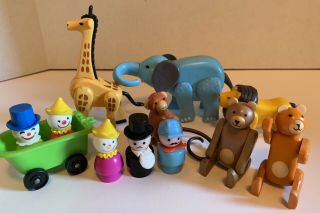 Vintage Fisher Price Little People Play Family Circus Animals,  People,  Clowns