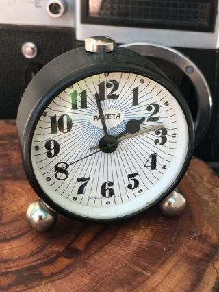 Vintage Raketa Mini Alarm Clock RARE 1960 ' s 0390 2