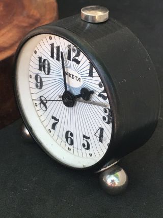 Vintage Raketa Mini Alarm Clock RARE 1960 ' s 0390 8