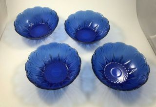 (4) Vintage Avon Royal Sapphire 6 - 1/2 " Bowls,  Cobalt Blue