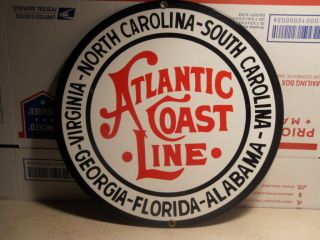 Atlantic Coast Line,  Metal Railroad Wall Sign,  Vintage Style,  10 " Diameter Steel