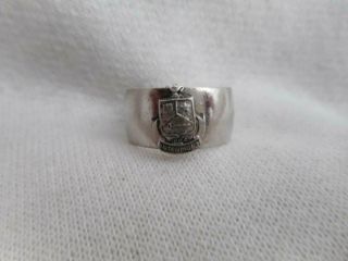 Vintage Virginia Intermont College Seal 8mm Signed S Sterling Ring Band - Size 5