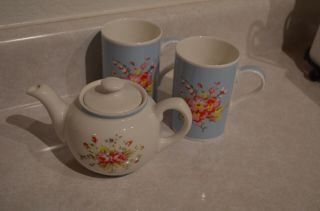 Cath Kidston Vtg Teapot And 2 Mugs Floral Queen 