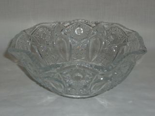 L.  E.  Smith Vtg Clear Quintec Glass Bowl Scalloped Edge - Euc
