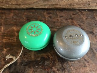Vintage 1960s Duncan Jeweled Tournament Yo - Yo Top And Green Beginner Yo Yo