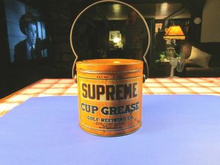 Vintage Gulf Refining Supreme Cup Grease Can - 5 Lb