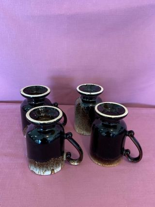 Pfaltzgraff Brown Drip Pedestal Footed Mugs USA Vintage Set of 2.  5b 5