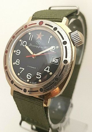 Rare Old Vintage Vostok Komandirskie Ussr Russian made watch Black 2