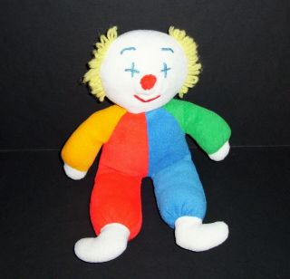 Vtg Eden Primary Colors Terry Cloth Clown Doll Red Blue Green Yellow Stuffed Toy