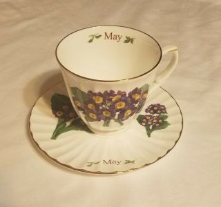Vintage Royal Patrician Tea Cup & Saucer May Purple Flowers Bone China Egland