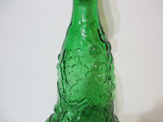 Vintage Empoli Glass Decanter Made in Italy Grapes Leaves Pattern Green 18 