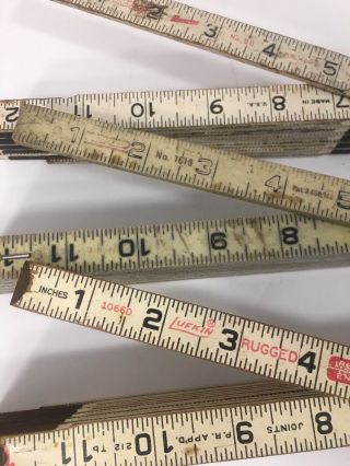 3 Vintage Folding Rulers Lufkin 1066D Ridgid 1619 Stanley 96 2