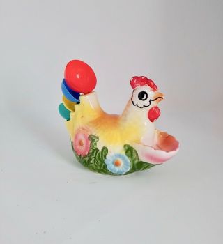 Cute Vintage Rooster Measuring Spoon Holder With Spoons