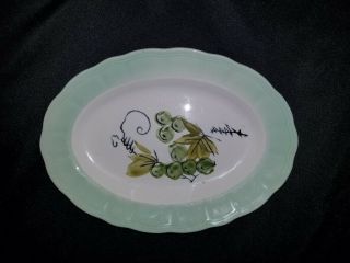 Vintage - Green - Corona Ironstone Platter - Hand Painted Grapes - Made in Japan 4