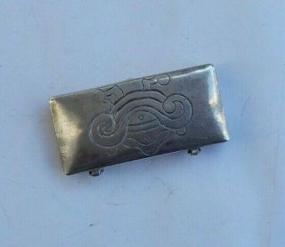 Vintage Antique 2.  25 " Taxco 980 Sterling Silver Pill Trinket Box Arts & Crafts