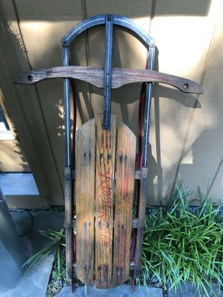 Vintage Royal Racer Wooden Sled 45 " L X 25 " W Great Patina,  Sled Or Wall Decor