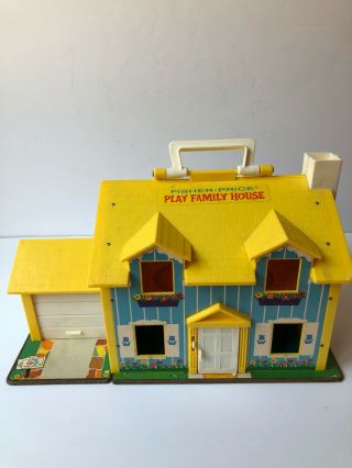 Vintage Fisher Price Play Family House Playhouse W/ Dolls And Furniture