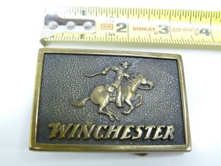 Winchester Rifle Horse & Rider Vintage 1978 Belt Buckle Usa Solid Brass