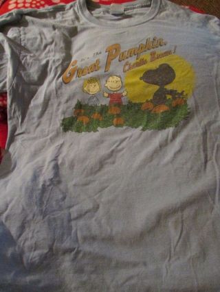 rare vintage PEANUTS LG.  T - SHIRT IT ' S THE GREAT PUMPKIN PATCH CHARLIE BROWN 4