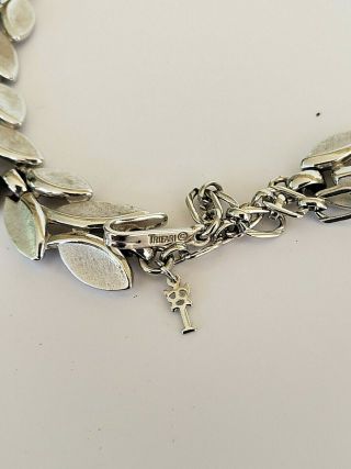 Vintage Crown Trifari Silver Leaf Necklace Clip Earring Set 1950s 1960s 5