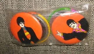 Vintage 1968 Beatles Yellow Submarine Pin Button 4pc Set Bag D