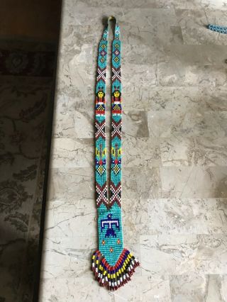 Vintage Native American Thunderbird Necklace Seed Bead Souvenir Indian Sash 2