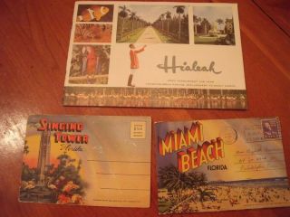Vintage Florida Travel Hialeah Racing 1950s,  Miami & Singing Towers Postcard