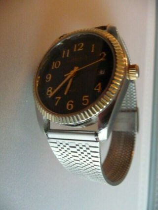 Vintage Watch - It Mens Blue Face Silver Tone Mesh Band And Date.
