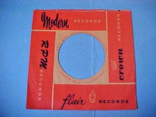 Vintage 45rpm Company Record Sleeve Modern - Crown - Flair - Rpm Red/brown