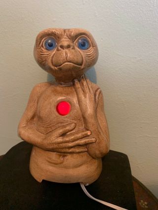 12 " Vintage E.  T.  The Extra Terrestrial Ceramic Light Lamp Eyes Heart & Finger