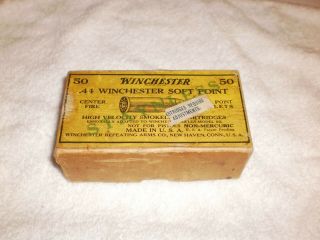 Winchester 44 - 40 W.  H.  V Ammo Box Overstamped And Over Labeled Rare
