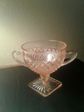 Vintage Pink Depression Glass Miss America Open Sugar Bowl