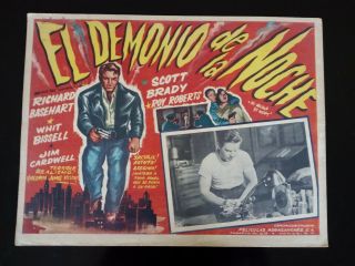 Vintage 1948 He Walked By Night Scott Brady Mexican Lobby Card (a)