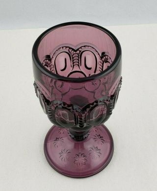 Vintage L.  E.  Smith Moon Stars Purple Wine Glass 3