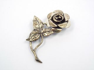 Vintage Beau Sterling Silver Rose Flower Brooch Pin