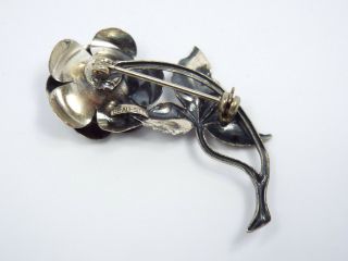 Vintage Beau Sterling Silver Rose Flower Brooch Pin 3