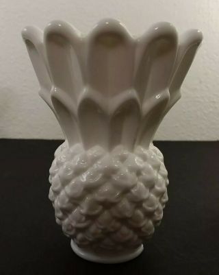 Vintage White Milk Glass Bud Vase / Candle Holder 4 " Tall Pineapple Pattern
