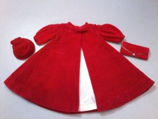 Vintage Barbie Red Flare Coat,  Hat,  Purse Guc