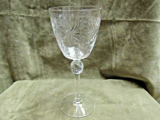 Vintage Pairpoint Glass Cut Crystal Floral Tall Water Wine Goblet Ball Stem 2