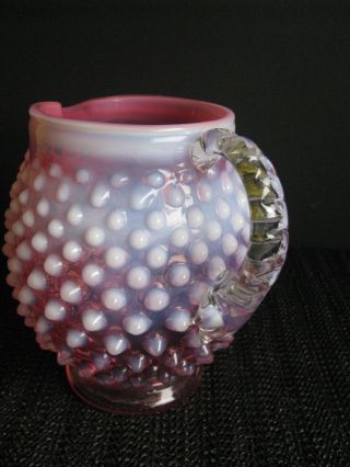 Vintage Fenton Glass Hobnail Cranberry Opalescent Jug,  Pitcher 2