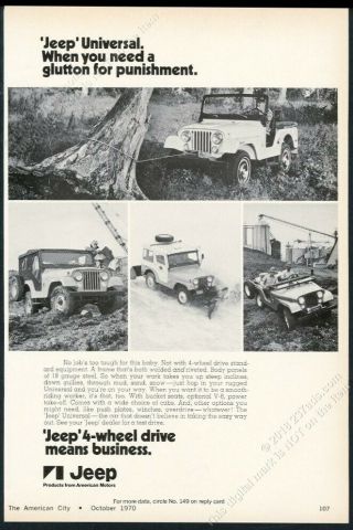 1970 Jeep Cj5 Universal 4 Work Photo Unusual Vintage Trade Print Ad